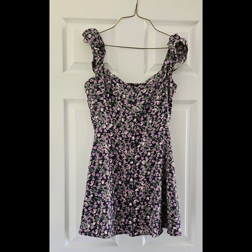 Navy Floral Mini Dress M